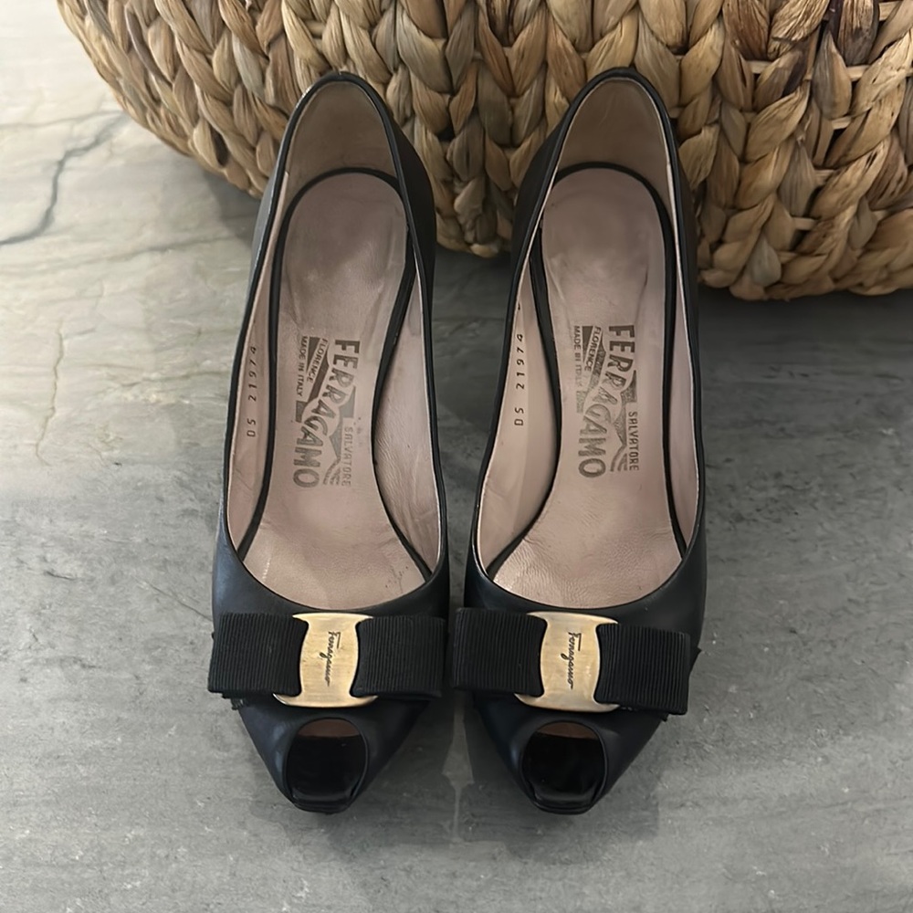 Black Peep Toe Pumps